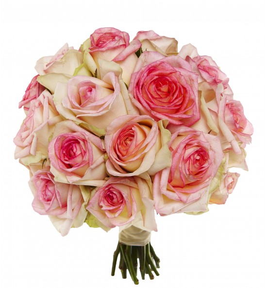 Buchet de trandafiri roz cu alb Mireasa