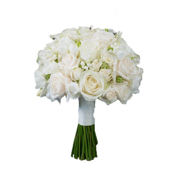 Buchet de trandafiri albi pentru domnisoare de onoare